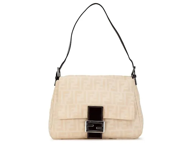 Fendi Marrón Lona Zucca Mamma Forever Castaño Beige 