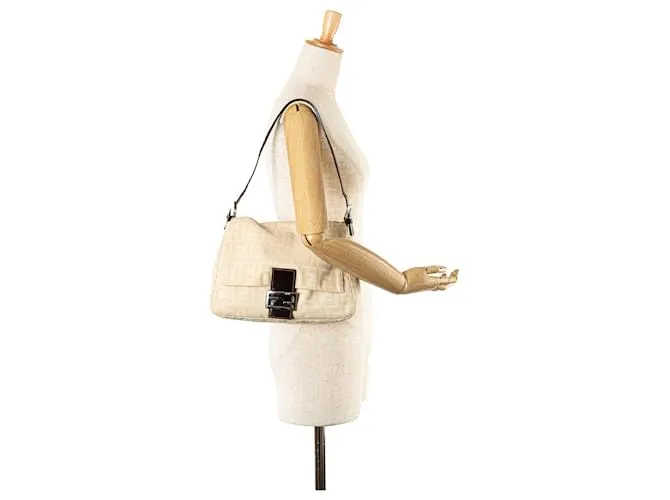 Fendi Marrón Lona Zucca Mamma Forever Castaño Beige 