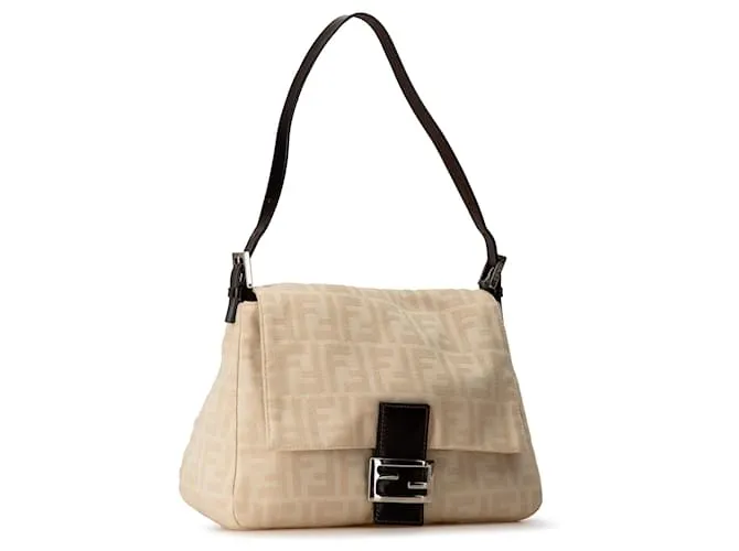 Fendi Marrón Lona Zucca Mamma Forever Castaño Beige 