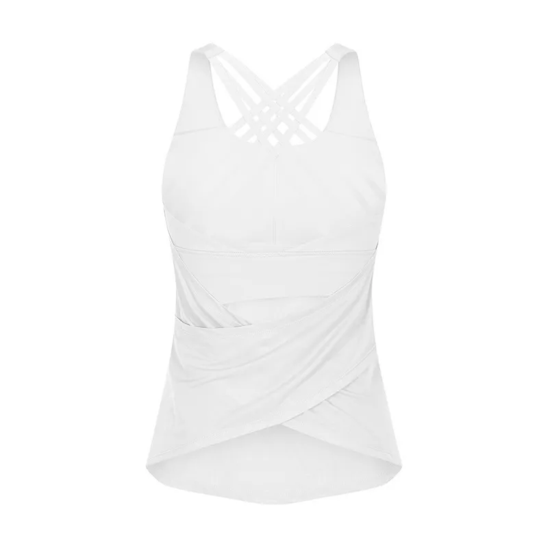 Fitness Woman High Impact Sport Toques Camas de tanques cruzados Alegara Ajustable Spandex Spandex Tops Camisa Trajes de entrena