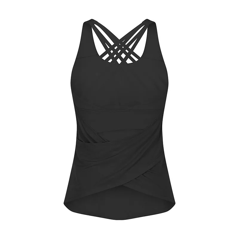 Fitness Woman High Impact Sport Toques Camas de tanques cruzados Alegara Ajustable Spandex Spandex Tops Camisa Trajes de entrena