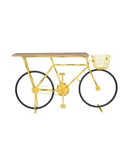 Fíjalo Cónsola metal madera 160 x 40 x 88 bicicleta amarillo