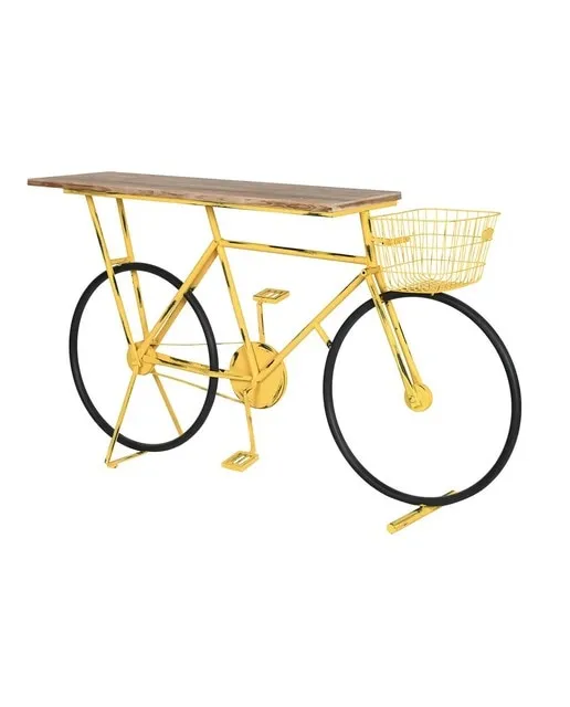 Fíjalo Cónsola metal madera 160 x 40 x 88 bicicleta amarillo