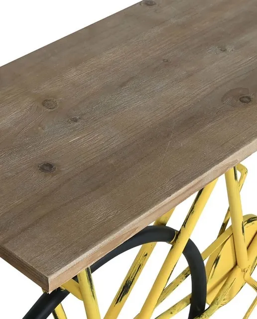 Fíjalo Cónsola metal madera 160 x 40 x 88 bicicleta amarillo