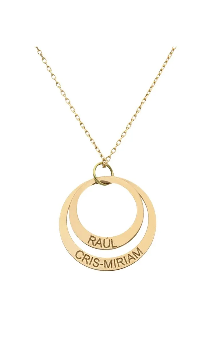 Gargantilla personalizada oro círculos grabar nombres 287_G859