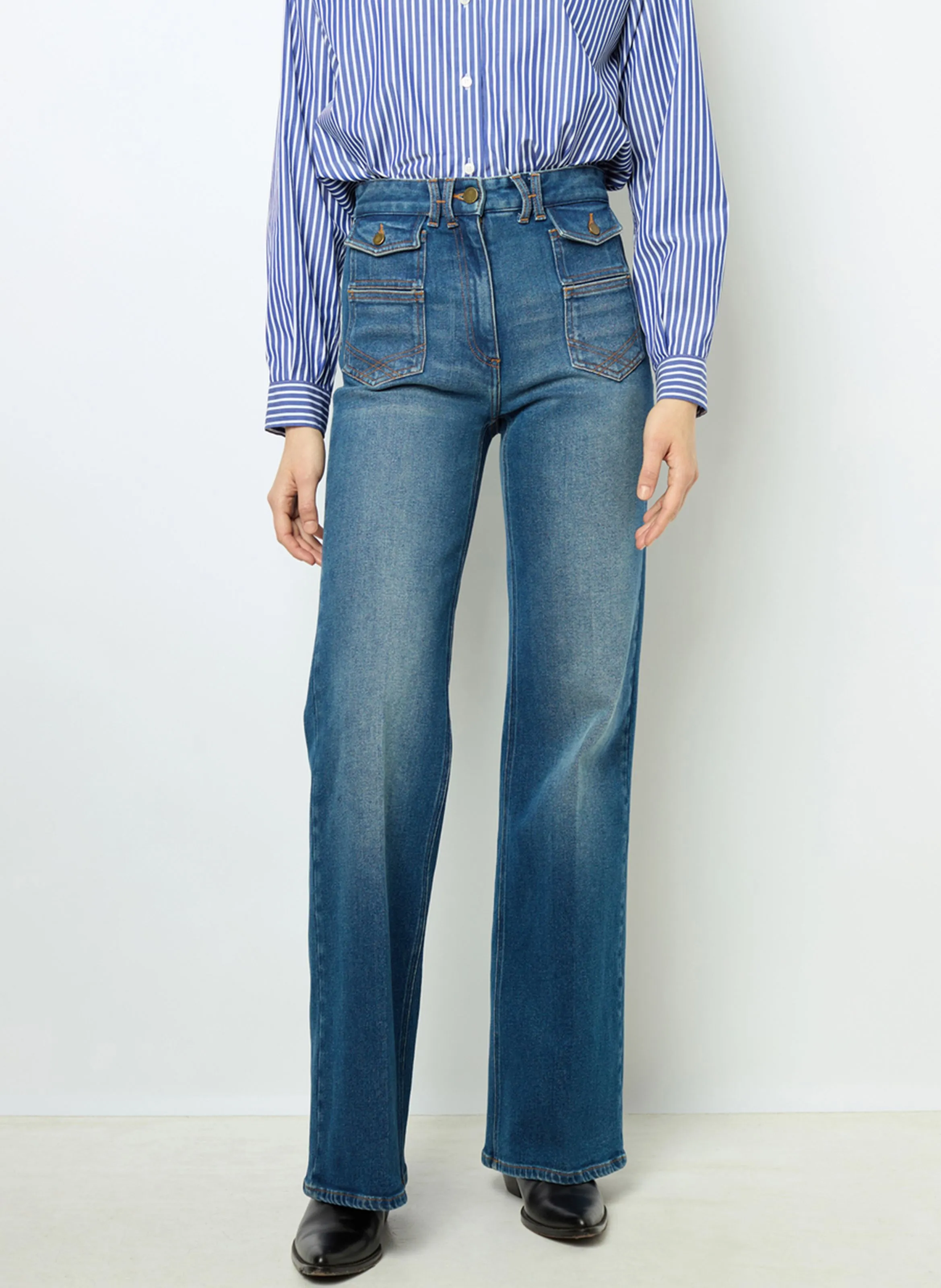 GERARD DAREL ANNA  VAQUERO FLARE DE TALLE ALTO DE MEZCLA DE ALGODóN EN AZUL