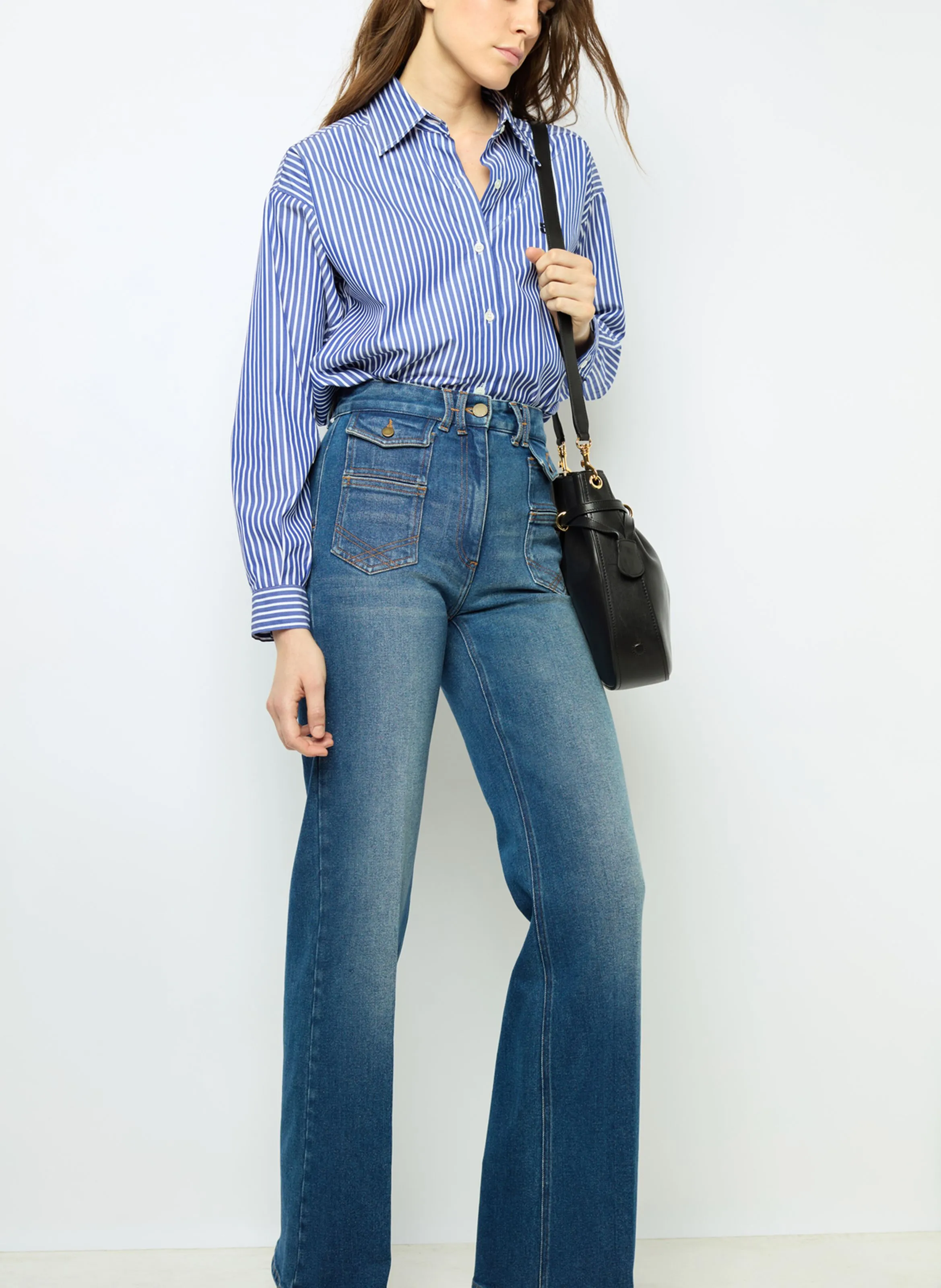 GERARD DAREL ANNA  VAQUERO FLARE DE TALLE ALTO DE MEZCLA DE ALGODóN EN AZUL