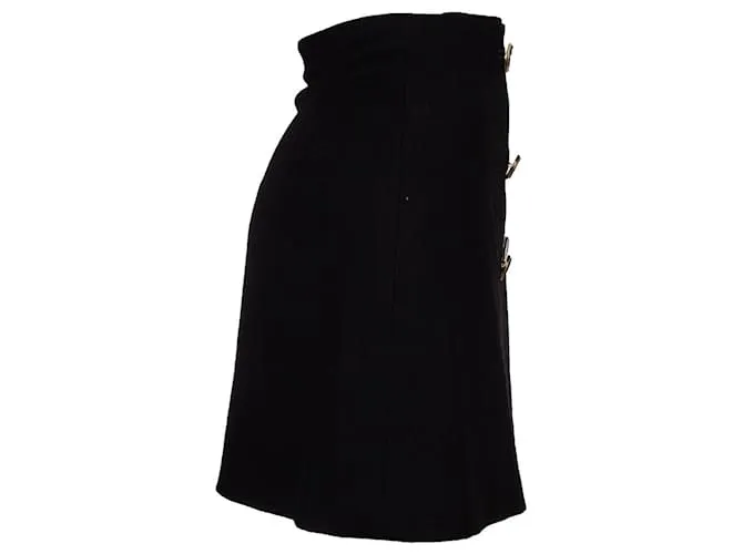 Gianni Versace Couture, falda de lana con botones y forro Negro 