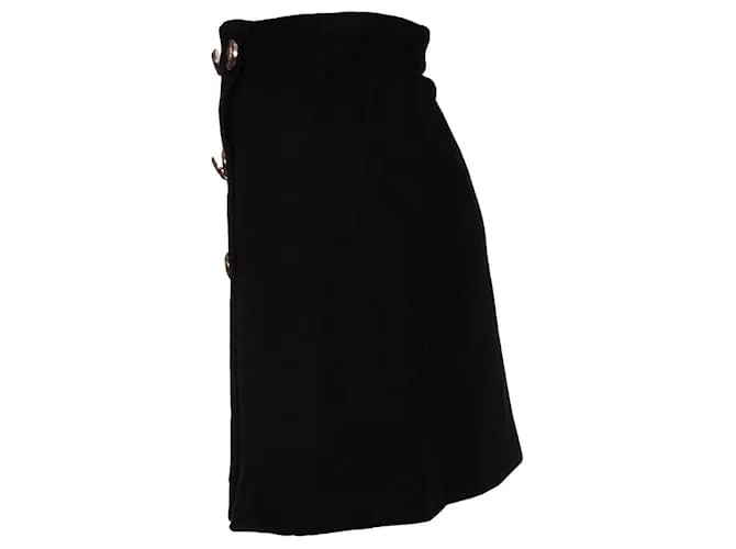 Gianni Versace Couture, falda de lana con botones y forro Negro 