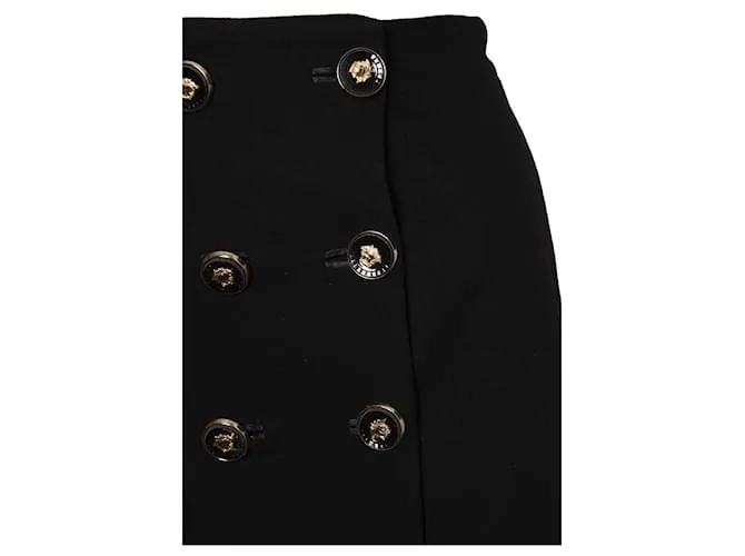 Gianni Versace Couture, falda de lana con botones y forro Negro 
