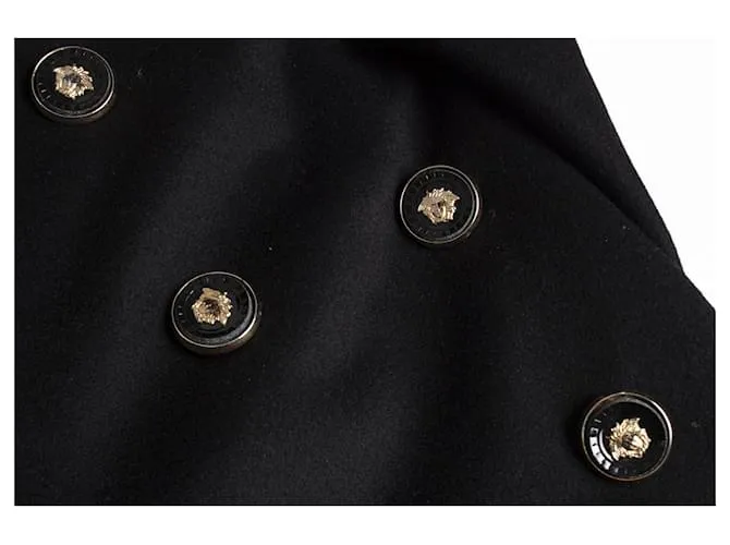 Gianni Versace Couture, falda de lana con botones y forro Negro 