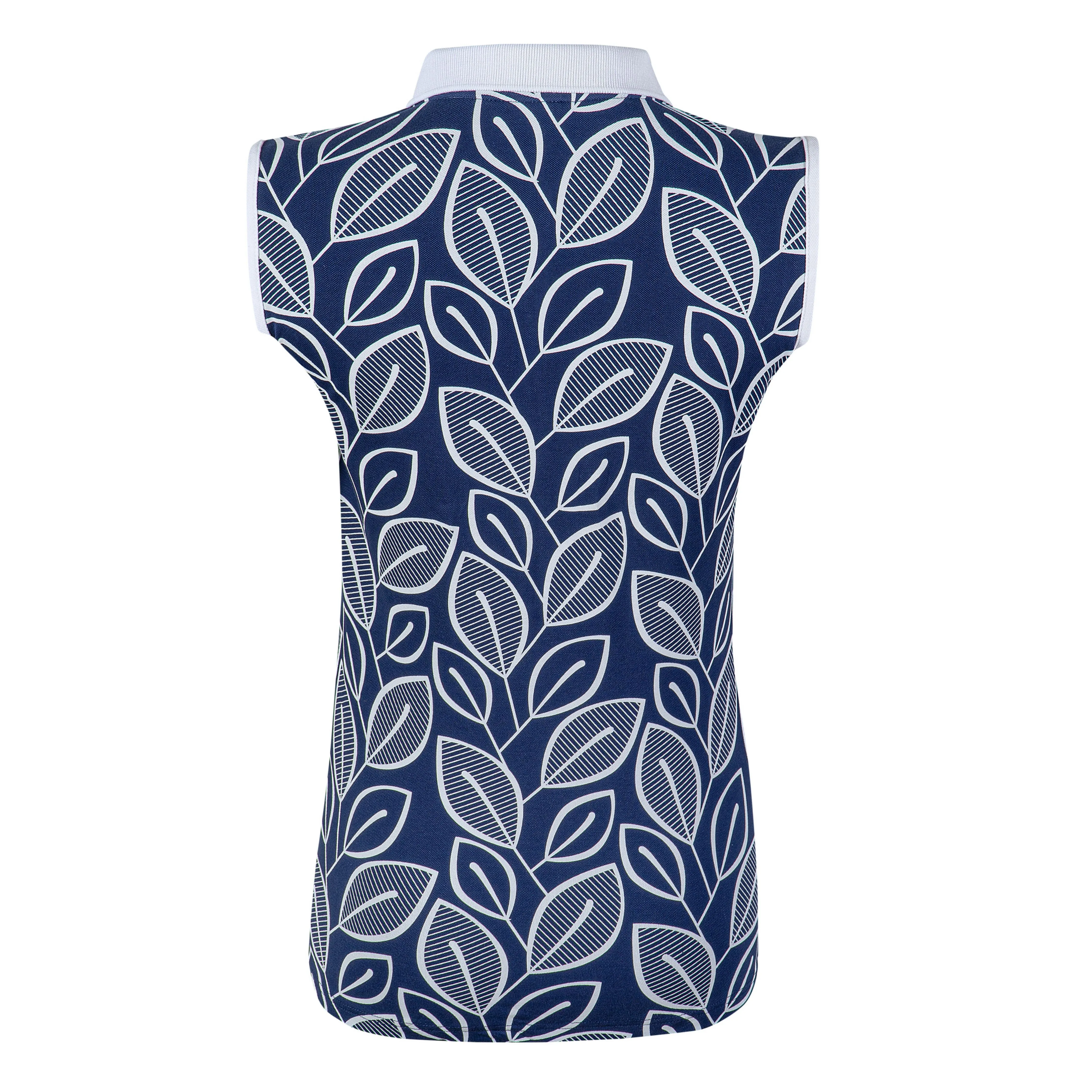 Girls Golf Navy Leaves Sleeveless Polo Damen