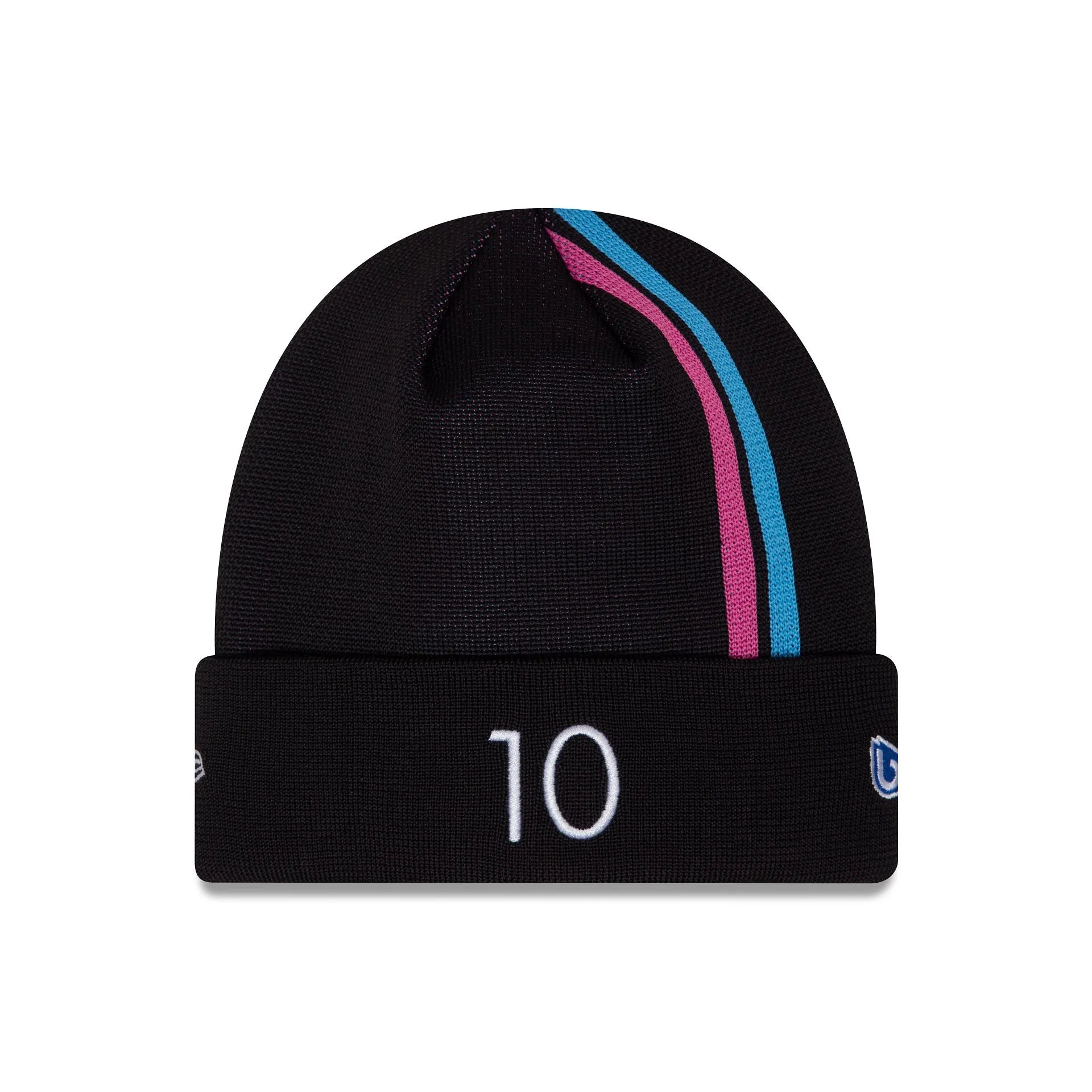 Gorro de punto con vuelta de rayas negras de Alpine Racing Pierre Gasly.