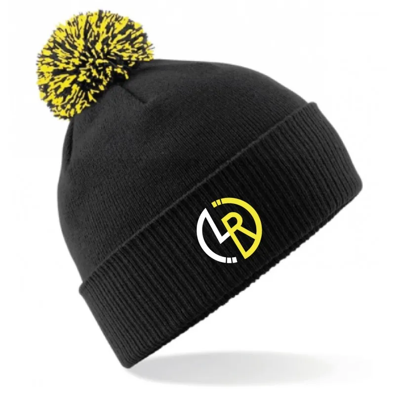 GORRO POMPON  NEGRO AMARILLO LR CIRCULAR BLANCO AMARILLO