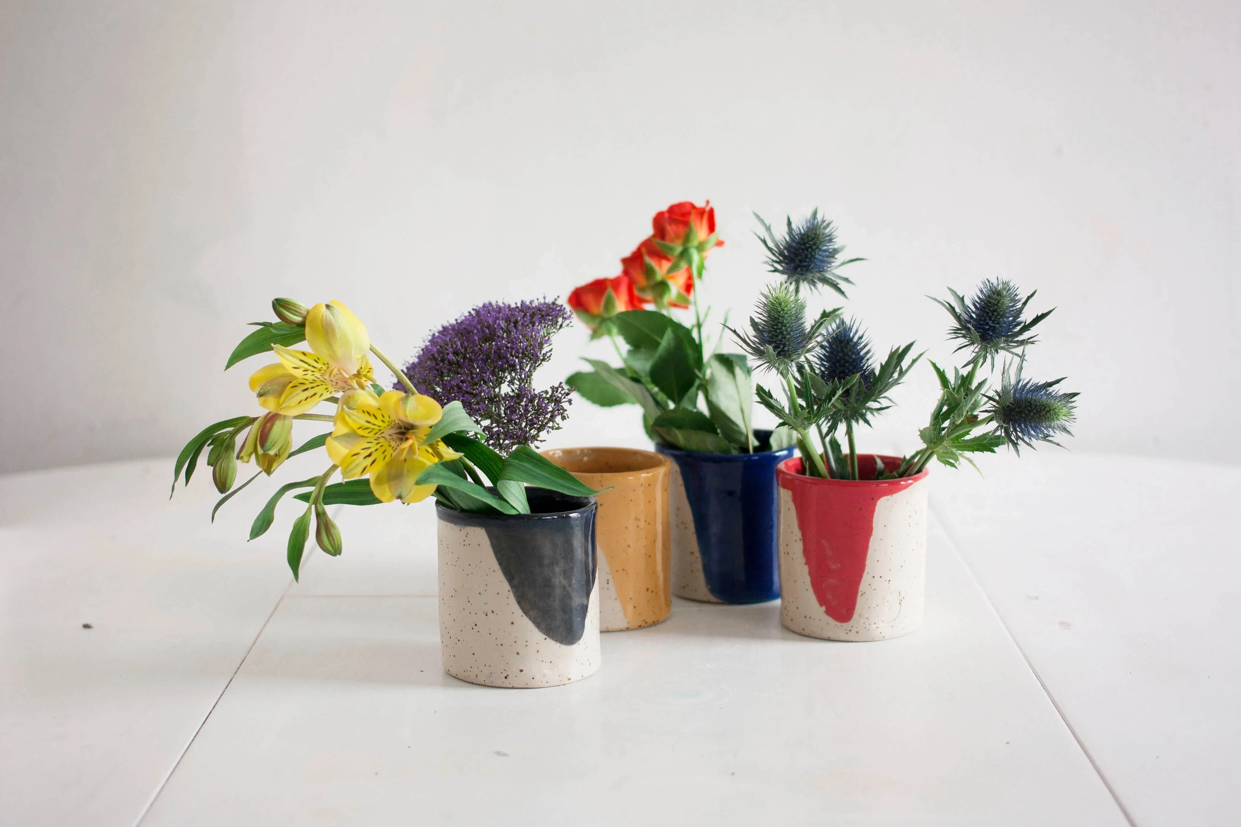 Handmade blue ceramic cup
