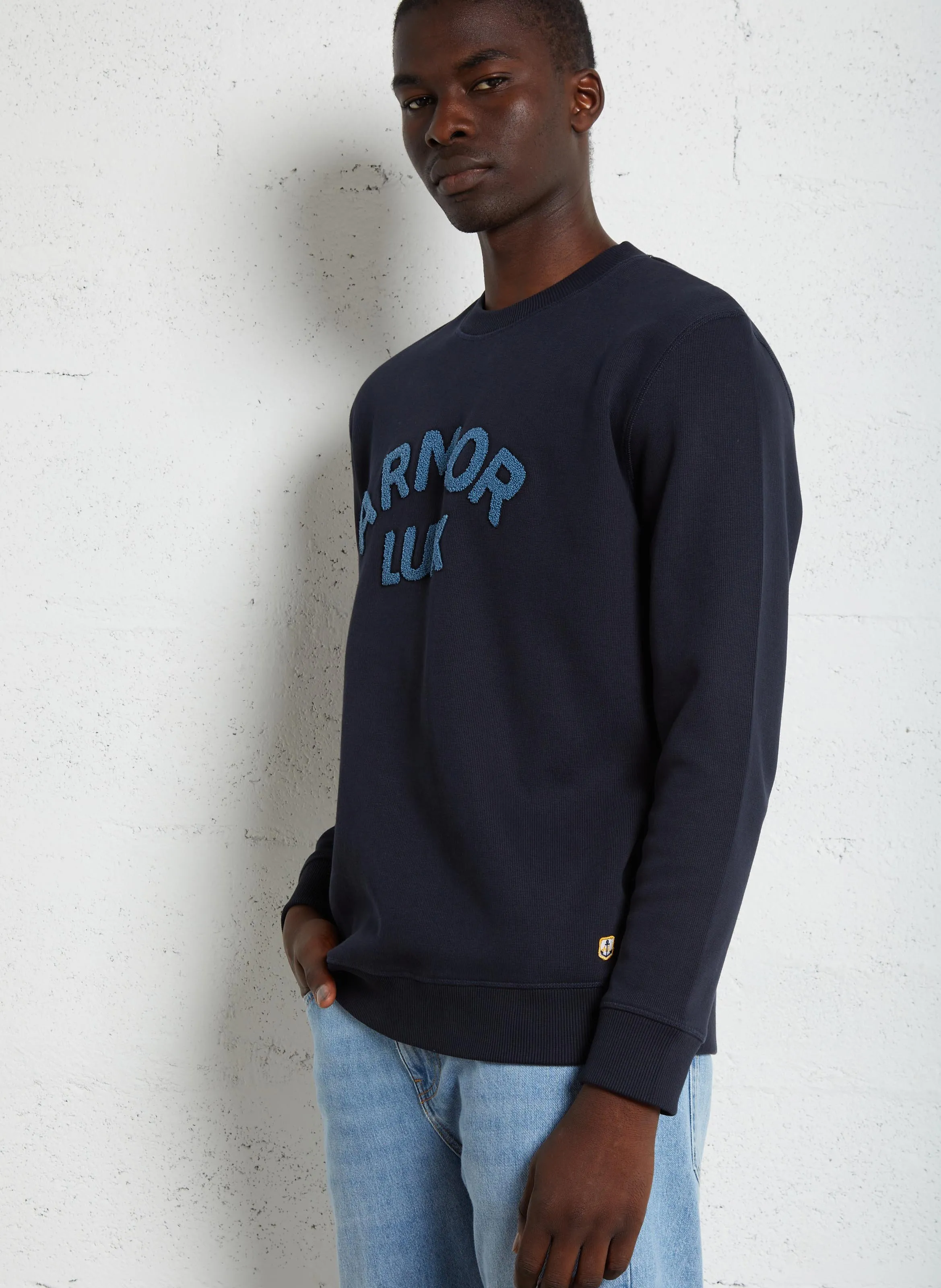 HERITAGE  SUDADERA HOLGADA DE ALGODóN BORDADA EN AZUL