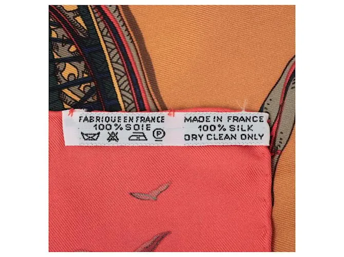 Hermès Pañuelo 90 Seda L' Atlantide Naranja 