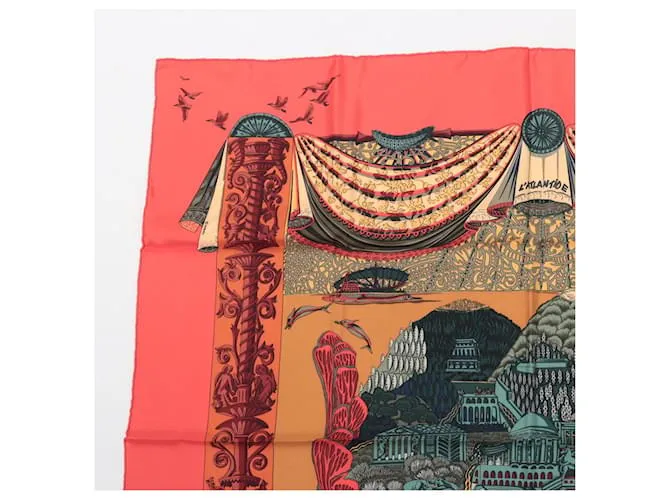 Hermès Pañuelo 90 Seda L' Atlantide Naranja 