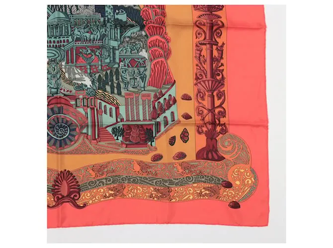 Hermès Pañuelo 90 Seda L' Atlantide Naranja 