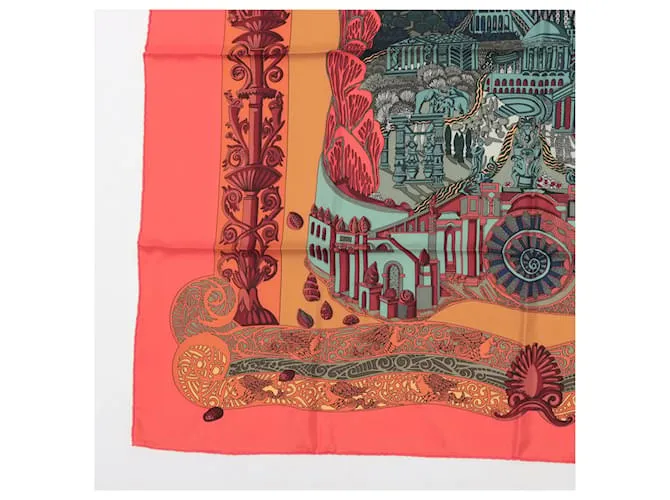 Hermès Pañuelo 90 Seda L' Atlantide Naranja 