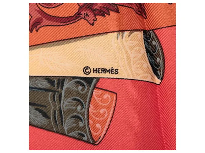 Hermès Pañuelo 90 Seda L' Atlantide Naranja 
