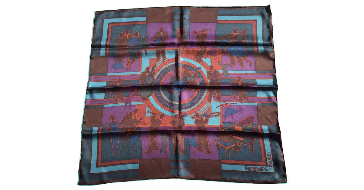 Hermès "banda de jazz trocadero original" Azul marino 