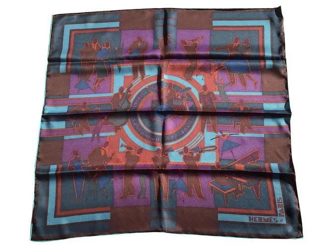 Hermès "banda de jazz trocadero original" Azul marino 