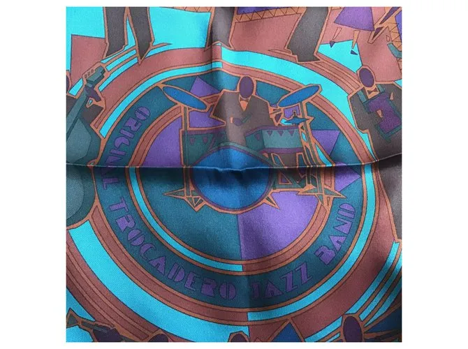 Hermès "banda de jazz trocadero original" Azul marino 