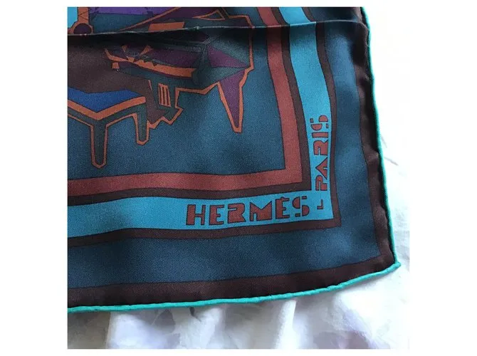 Hermès "banda de jazz trocadero original" Azul marino 