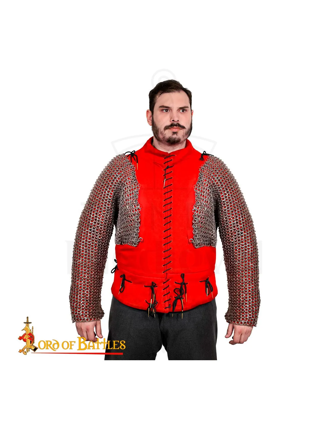 Hombros y mangas de malla con anillas planas remachadas