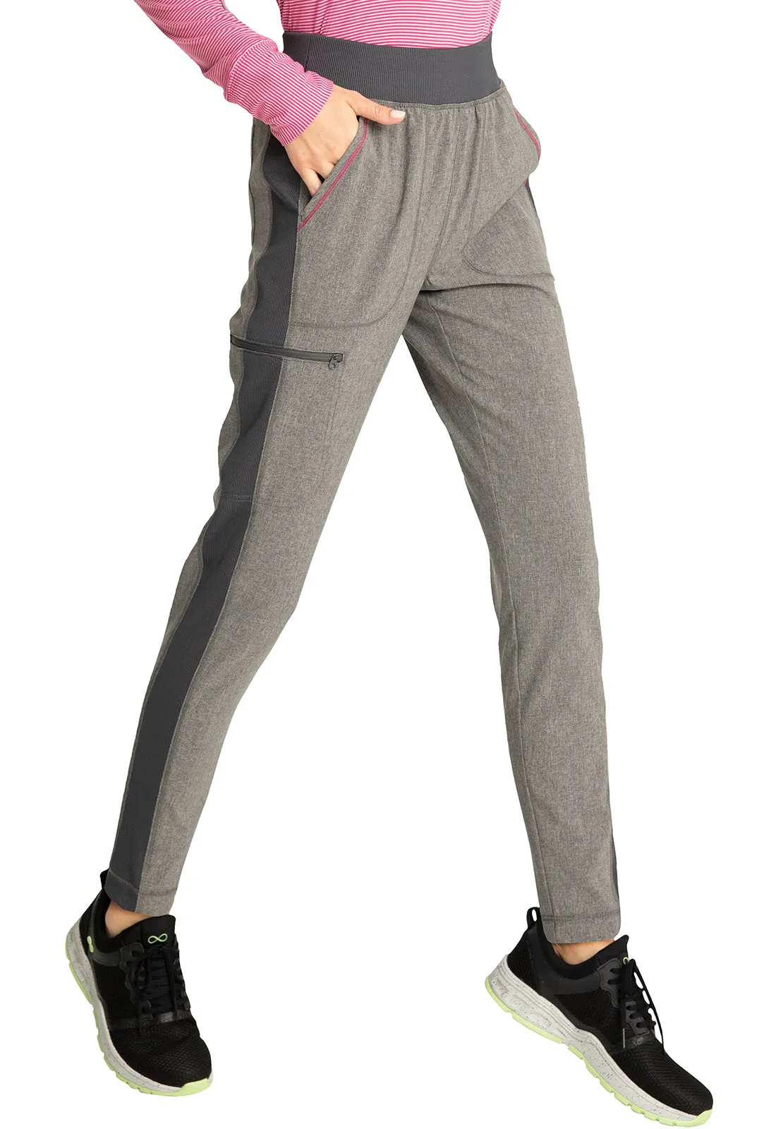 INFINITY MID RISE SKINNY LEG PULLON PANT IN HEATHER GREY