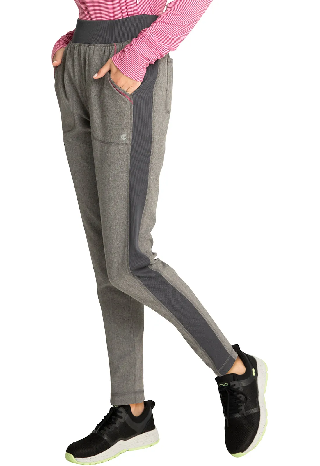INFINITY MID RISE SKINNY LEG PULLON PANT IN HEATHER GREY