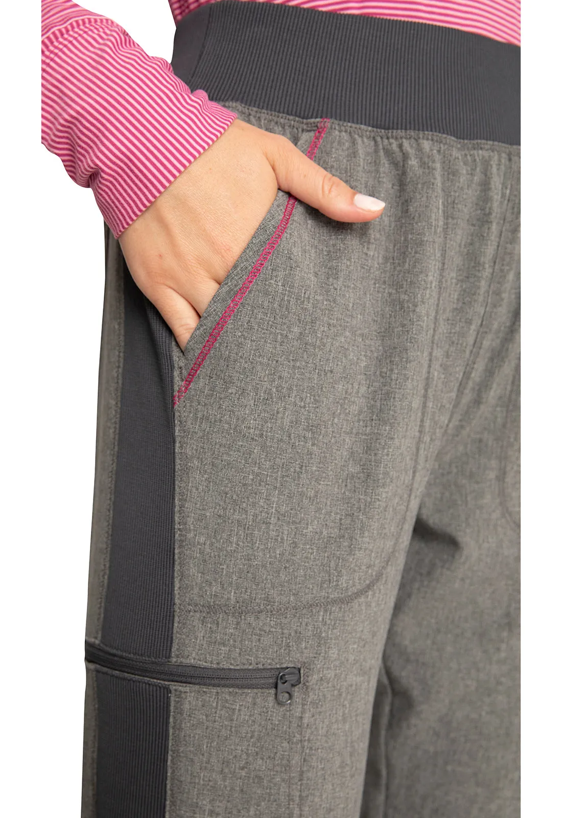 INFINITY MID RISE SKINNY LEG PULLON PANT IN HEATHER GREY