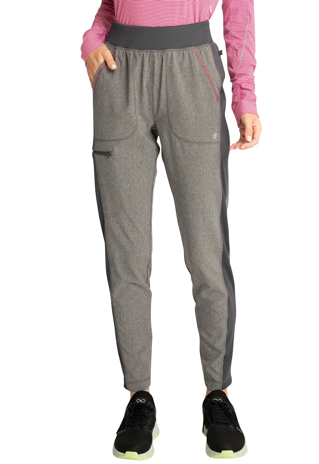 INFINITY MID RISE SKINNY LEG PULLON PANT IN HEATHER GREY