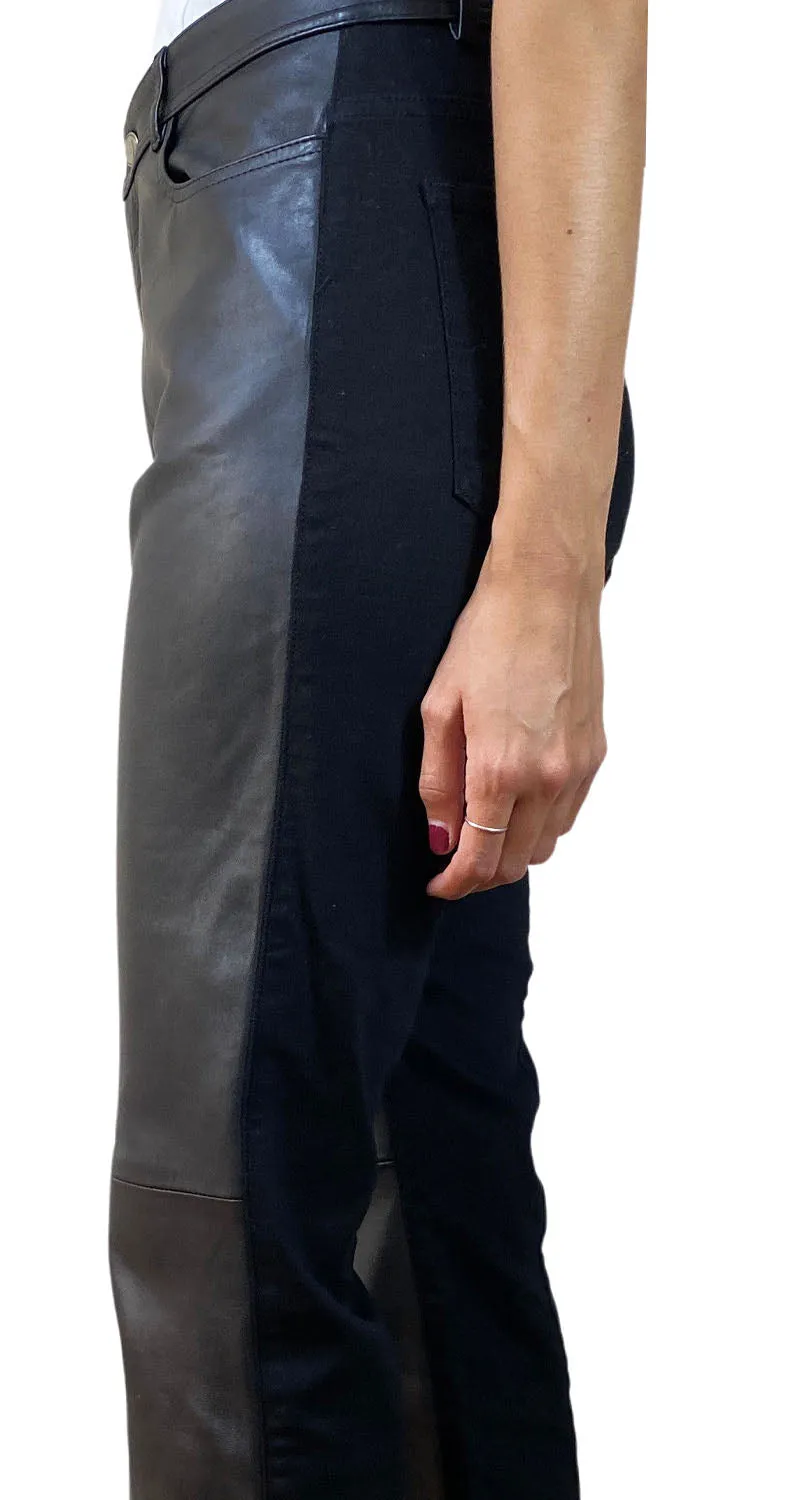 JAZMIN CHEBAR Pantalón Cuero y Denim