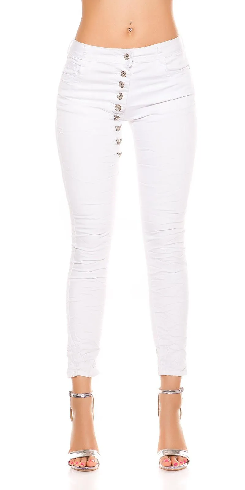 Jeans blanco marcatipazo abotonado
