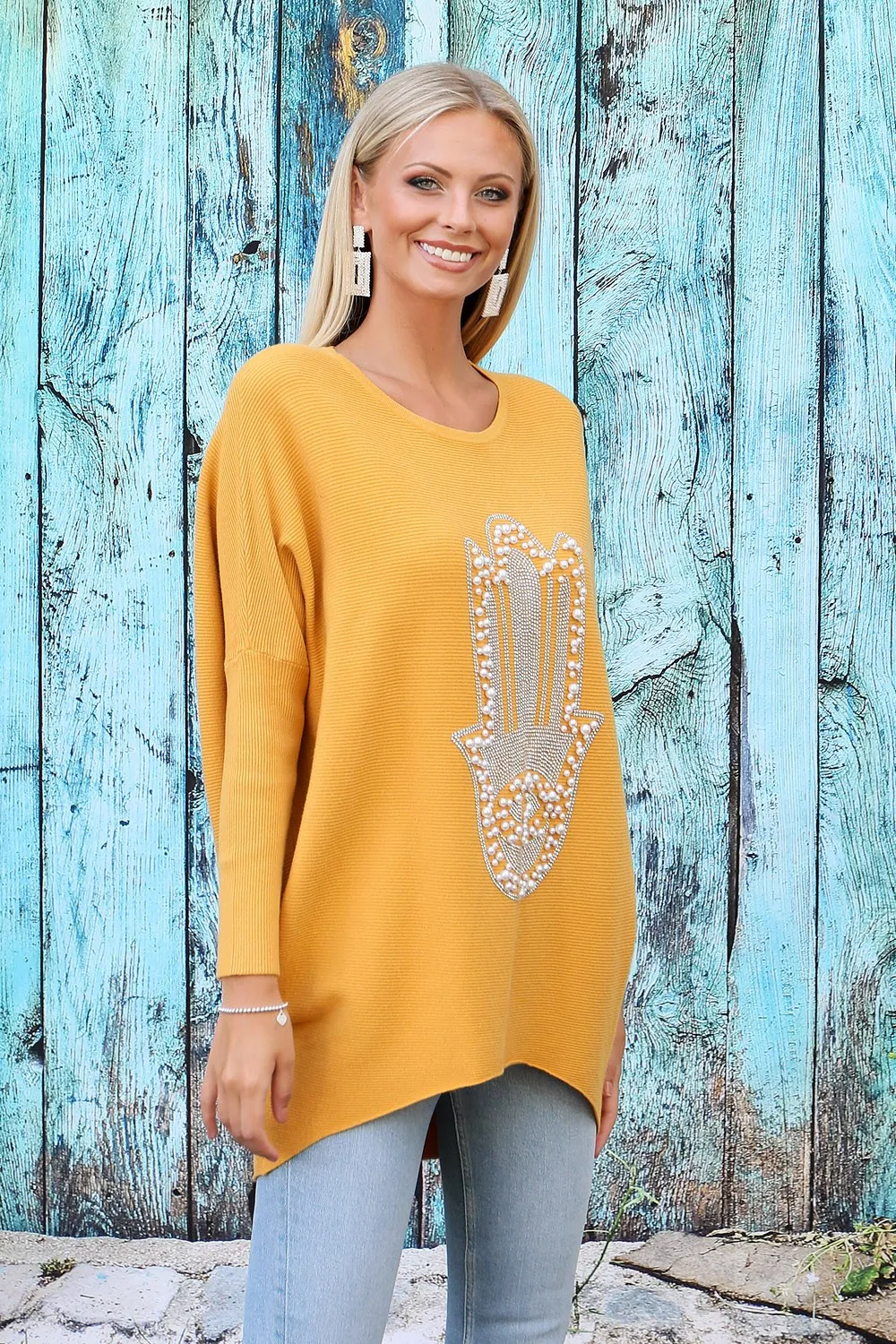 Jersey amarillo asimétrico oversize