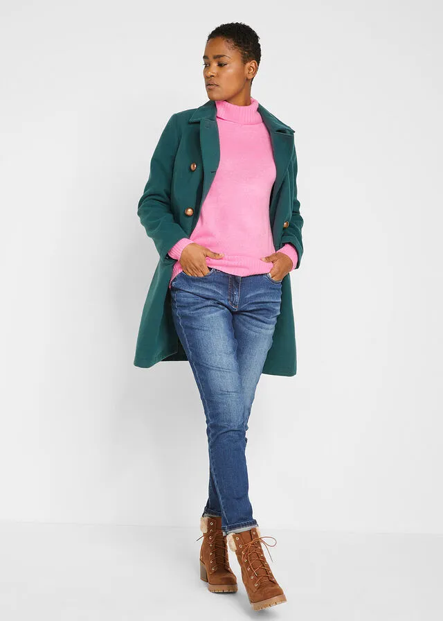 Jersey básico de cuello vuelto Rosa