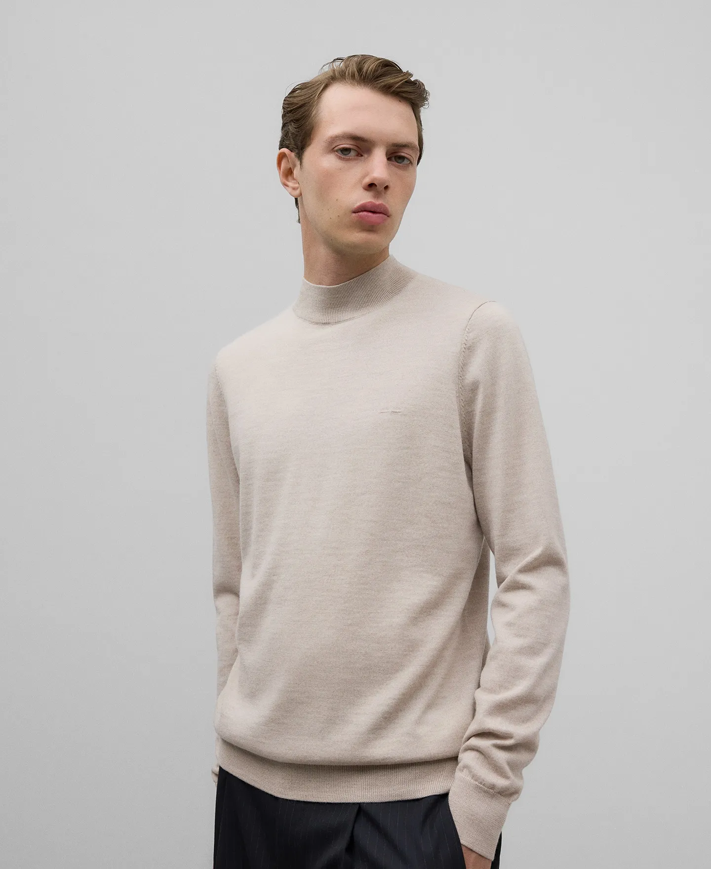 Jersey cuello perkins lana merino hombre