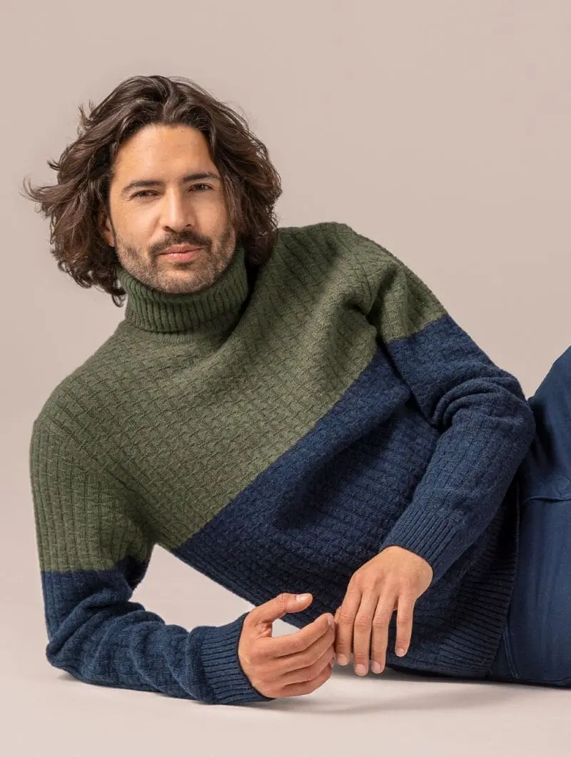 Jersey de lana cuello alto para hombre 100% orgánico