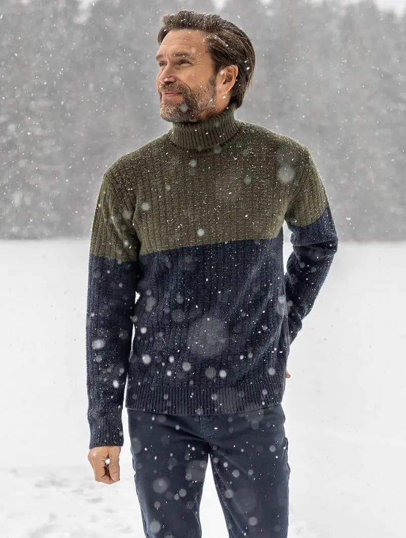 Jersey de lana cuello alto para hombre 100% orgánico