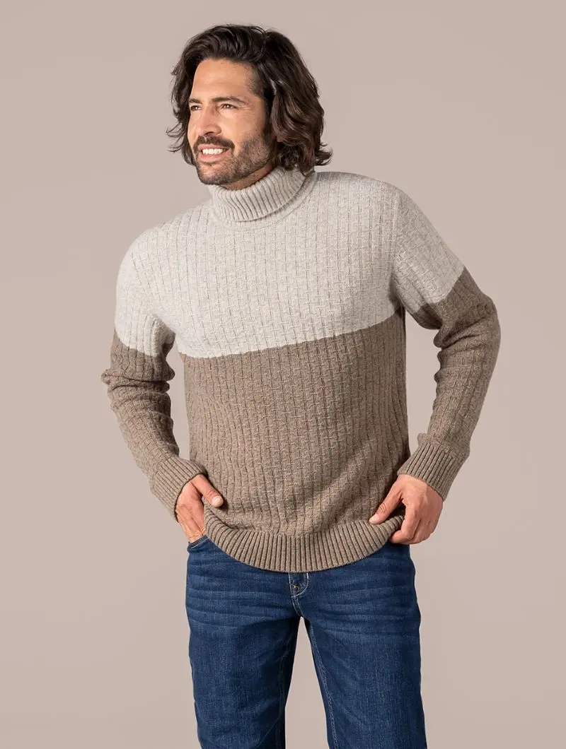Jersey de lana cuello alto para hombre 100% orgánico