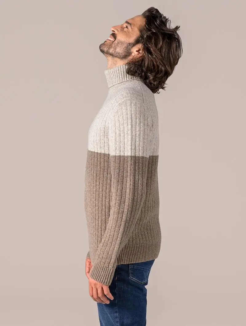 Jersey de lana cuello alto para hombre 100% orgánico