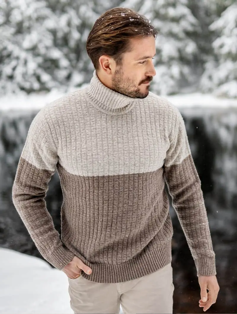 Jersey de lana cuello alto para hombre 100% orgánico
