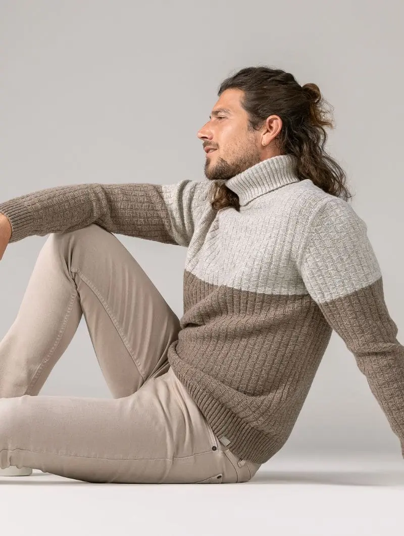 Jersey de lana cuello alto para hombre 100% orgánico