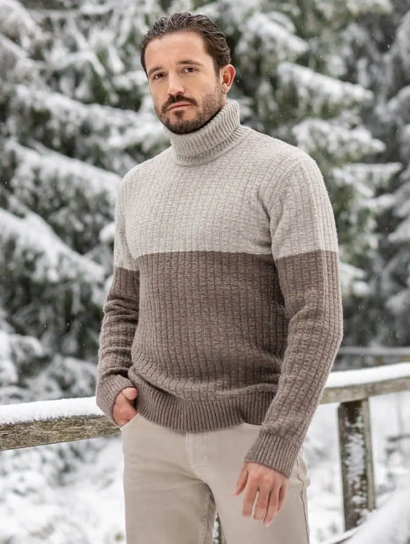 Jersey de lana cuello alto para hombre 100% orgánico