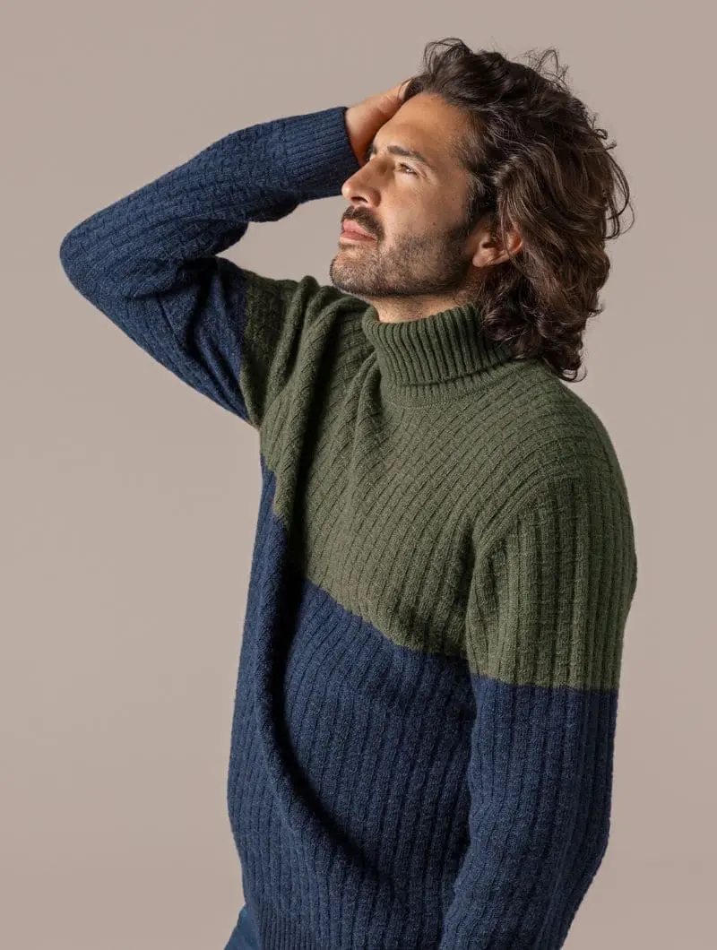 Jersey de lana cuello alto para hombre 100% orgánico