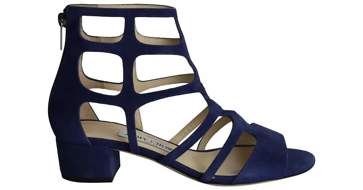 Jimmy Choo Ren 35 Sandalias en Ante Azul 