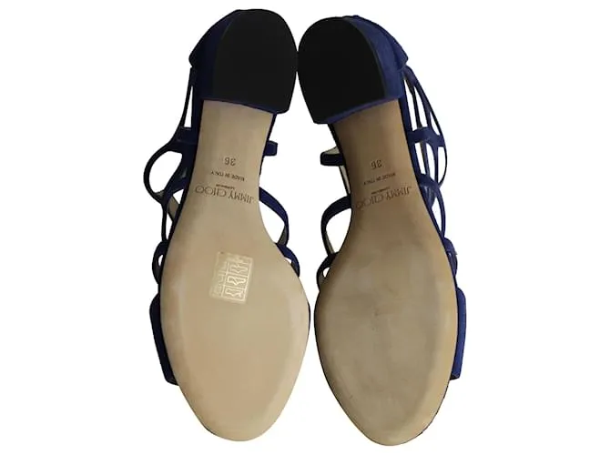 Jimmy Choo Ren 35 Sandalias en Ante Azul 