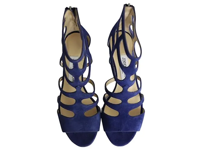 Jimmy Choo Ren 35 Sandalias en Ante Azul 